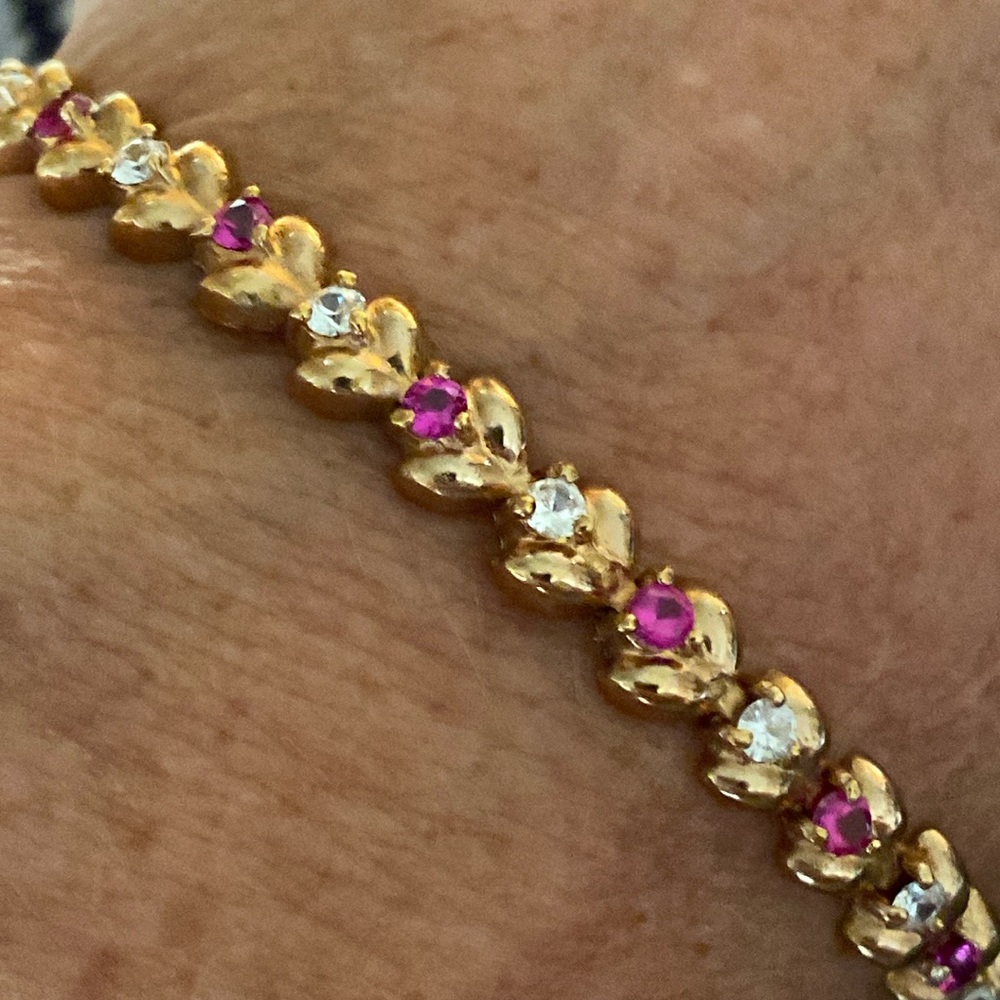 925 Vintage Gold/Sterling Tennis Bracelet